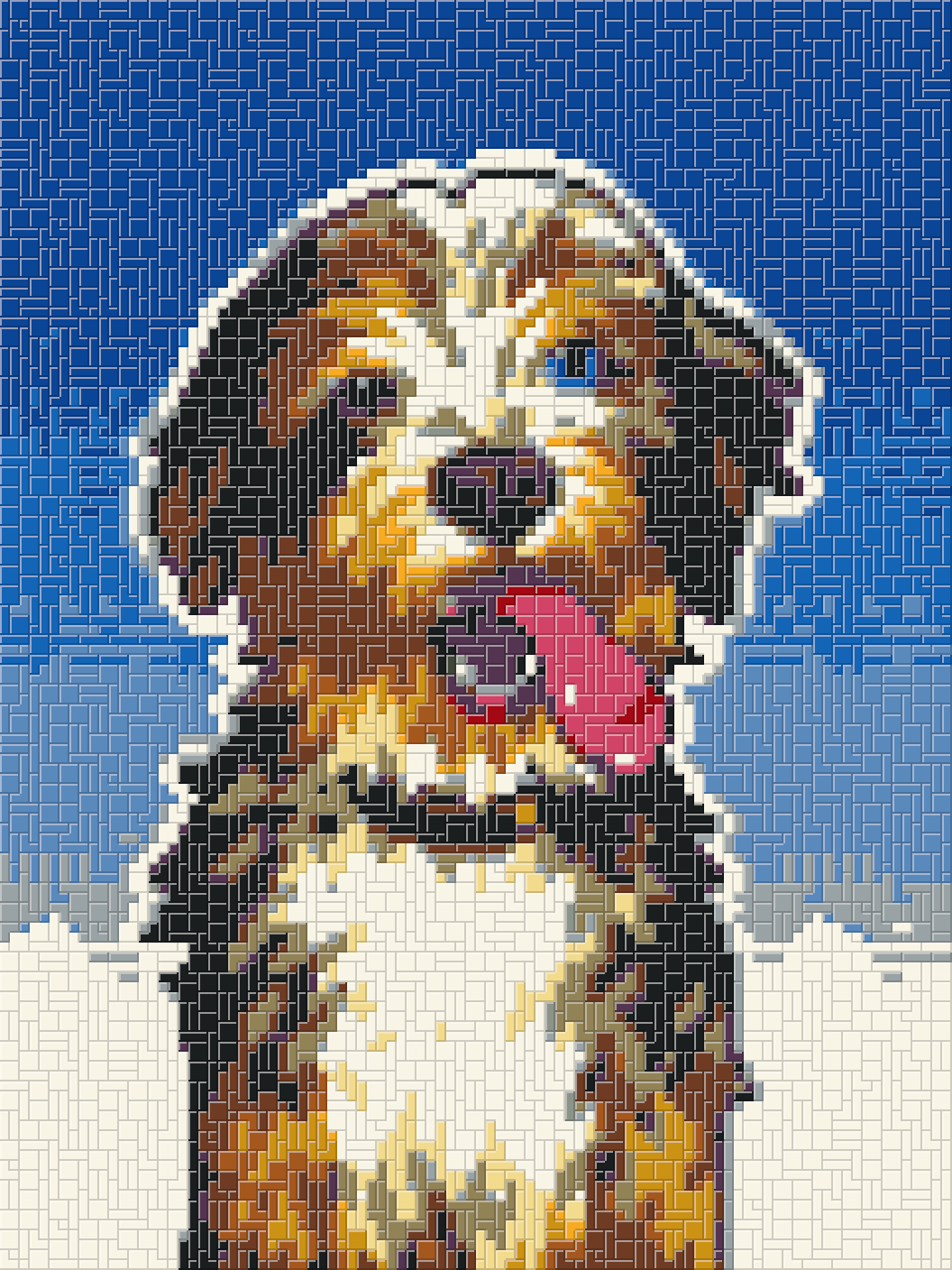 Dog Cartoon — 12,288 pegs · 17 colours · 3×4 baseplates